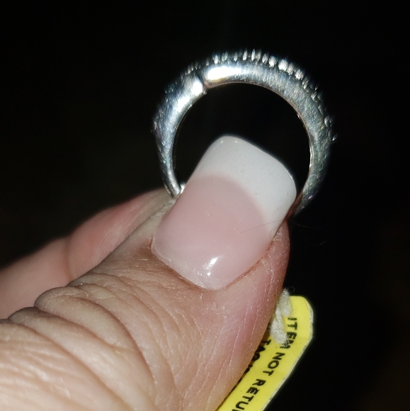 Size 5, Blue & White Diamond Crossover Band, Sterling Silver, 0.14 carats, NWT - Picture 7 of 8